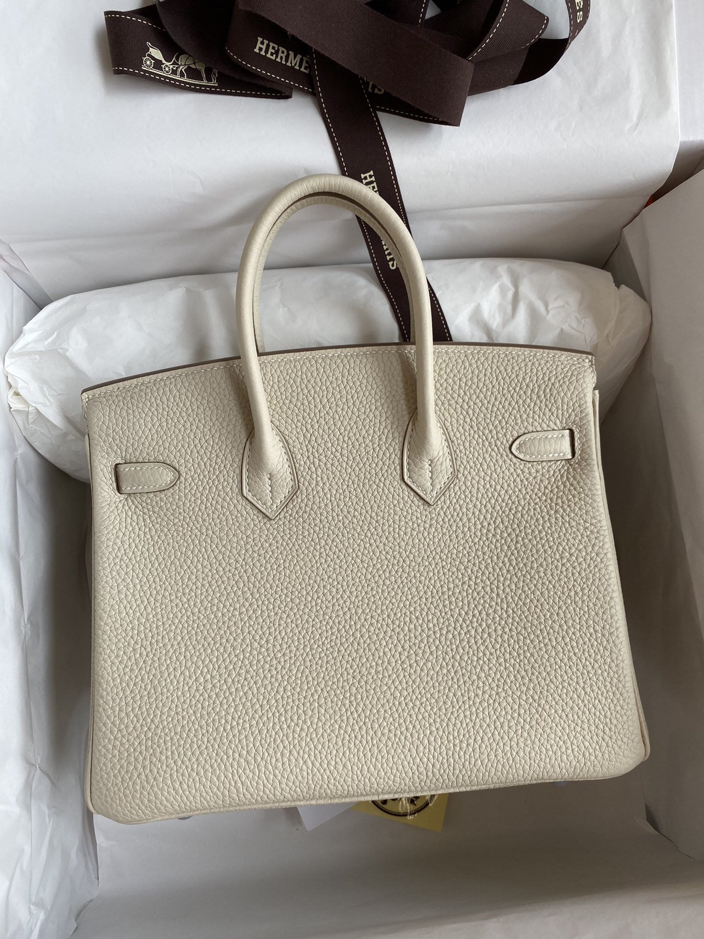 Hermes Birkin 25CM Togo Leather Handbag Craie